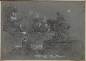 Monumentális szobor egy holdfényes parkban alkotó: Giuseppe Bernardino Bison