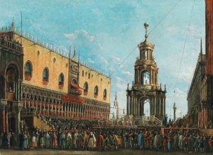 A Giovedì Grasso Fesztivál a velencei hercegi palota előtt, 1830-as évek.
