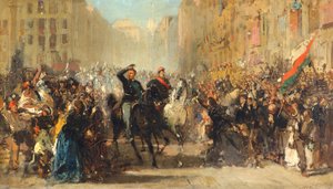III. Napóleon és II. Vittorio Emanuele belépése Milánóba, 1859. június 8.