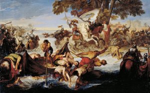 Giovanni delle Bande Nere serege átkelő Addán, Giuseppe Bezzuoli (1784-1855)