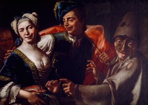 Nápolyi maszkok, Giuseppe Bonito (1707-1789), olaj, vászon.