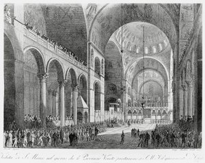 Veneto tartományok hűséget esküdnek II. Ferenc (1768-1835) osztrák császárnak a velencei Szent Márk-bazilikában, május 7-én