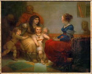Cornelie, mere des Gracques - Cornelia, a Gracchiak anyja fiaival, Tiberiusszal és Gaiusszal, valamint lányával, Semproniával ... alkotó: Giuseppe Cades