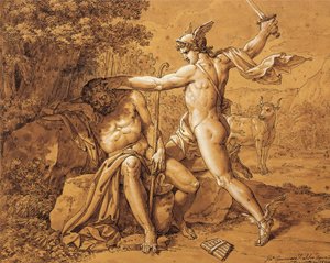 Olaszország, Mercury megöli Argot, hogy megmentse a nimfát (Mercury megöli Argot, hogy megmentse a nimfát) Giuseppe Cammarano (1766-1859) a művésztől Gaetano Donizettinek adott, rajz