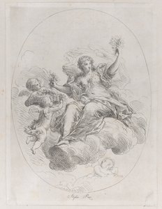 Allegorikus alak a felhőn puttival, Stefano Pozzi nyomán, kb. 1745-1802.