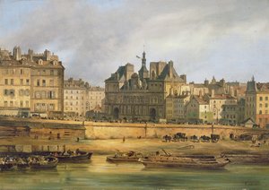 Hotel de Ville és rakpart, Párizs, 1828