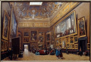 Kilátás a Musee du Louvre szalonterére Giuseppe Castiglione (1829-1906) festménye 1861 V. 0,69x1,03 m