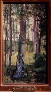 Vallospoli Elegáns nő sétál az erdőben Giovanni Fattori festménye