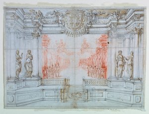 Rajz, színpadkép: 1674 alkotó: Giuseppe Maria Mitelli