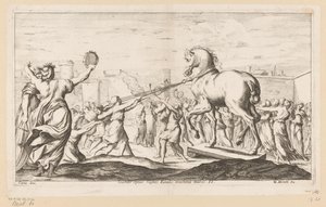 Behozzák a trójai falót Scandit equus ruptos Fatalis machina muros (cím a tárgyon) Aeneas vándorlásai (sorozat címe) L