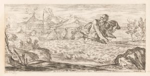 Polyphemus achtervolgt de vloot van Aeneas Itt Polyphemus van jelen, borzalmasan, a síkságon lépdelve (cím a tárgyon) Omzwervingen van Aeneas (sorozat címe) L