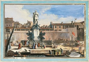 Livorno látképe: Quattro Mori emlékmű (A négy mór), Giuseppe Maria Terreni, illusztráció