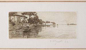 A csónakos (rézkarc fehér papírra) alkotó: Giuseppe Miti Zanetti