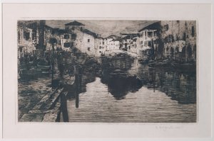 Chioggia halpiaci csatornája (rézkarc fehér papírra)