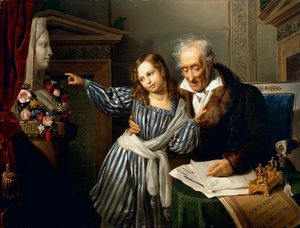 Öreg, aki Maria Luigia Hermáját mutatja unokájának, Giuseppe Molteni, 1830 körül, olaj, vászon