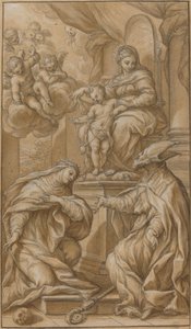 A Madonna és a gyermek trónoló, két szent imádta alkotó: Giuseppe Nicola Nasini