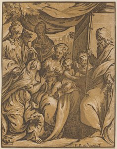 A Szűz és a Gyermek a szentekkel alkotó: Giuseppe Nicolo Vicentino, after Camillo Boccaccino