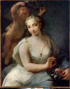 Tavaszi. Tavasz (Primavera). Giuseppe Nogari (1699-1763) festménye 1757 előtt. Velencei művészet. Olajfestmény. Szentpétervári Ermitázs Múzeum.