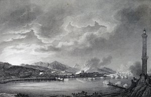 Genovát az angol flotta bombázza, 1800. május 25., acélmetszet Giuseppe Pietro Bagetti (1764-1831) rajzából, Párizs