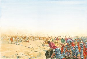A római és a mór seregek csatája alkotó: Giuseppe Rava