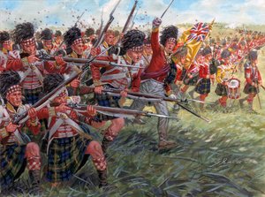 Első birodalom: A skót gyalogság támadása a waterloo-i csatában alkotó: Giuseppe Rava
