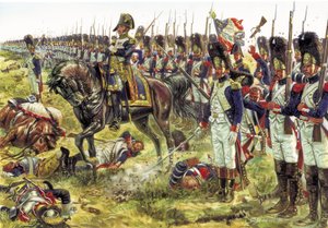 Első birodalom: az 1809. májusi Esslingi csata (vagy Asperni csata) I. Napóleon nagy hadseregének katonái Dorsenne tábornok vezetésével és az osztrák hadsereg között - Első birodalom: az 1809. májusi Aspern-Esslingi csata a császári frenc gu