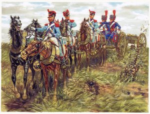 Első birodalom: a nagy hadsereg tüzérsége mozgásban - Illusztráció: Giuseppe Rava alkotó: Giuseppe Rava