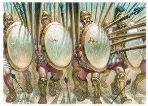 Macedón Királyság: a macedón falanszterek töltése - A macedón falanszterek töltése - Illusztráció: Giuseppe Rava alkotó: Giuseppe Rava