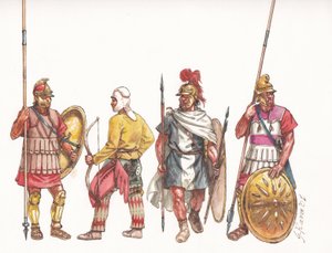 Makedón hadsereg phalangitis pikeman íjász és perzsa zsoldos alkotó: Giuseppe Rava