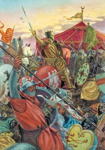 A spanyolországi Reconquete: A Navas de Tolosa-i csata 1212. július 16-án a keresztény és a mórok seregei között - reconquista: Las Navas de Tolosa-i csata (Al-Uqab-i csata) 1212. július 16-án Alfonz VIII. kasztíliai király seregei között, amelyekhez csatl alkotó: Giuseppe Rava