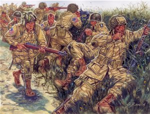 Második világháború: 101. légideszant hadosztály (101. amerikai légideszant hadosztály) beceneve Screaming Eagles - Második világháború: 101. légideszant hadosztály, Screaming Eagles - Illusztráció: Giuseppe Rava alkotó: Giuseppe Rava