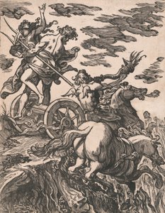 Perszephoné megerőszakolása Plútóval a jobb oldalon lóháton, 1590-1607.