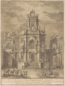 Az 1776-os Seconda Macchina Kína számára: Palota loggiával a lottósorsoláshoz alkotó: Giuseppe Vasi, after Giuseppe Palazzi