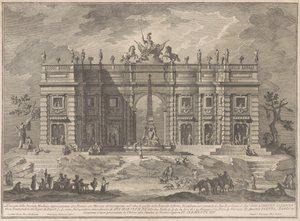 A Seconda Macchina az 1772-es Kínában: egy tér játékpiaccal és a Pantheon szökőkúttal
