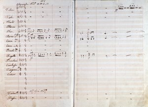 Giuseppe Verdi Macbeth-operájának eredeti kottájának dupla oldala