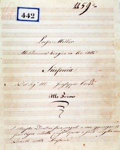 Luisa Miller szimfóniájának első oldala, Giuseppe Verdi operája