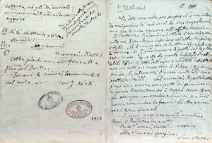 Giuseppe Verdi kézzel írt levele Antonio Ghislanzoninak, az Aida-librettók szerzőjének