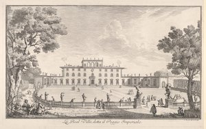 Az il Poggio Imperiale nevű királyi villa La Real Villa, il Poggio Imperiale, kilátás ..., 1744. alkotó: Giuseppe Zocchi