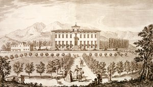 Kilátás a Villa del Barone-ra, Giuseppe Bouchard Toszkána kilátásaiból, 1744-57