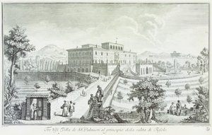 Villa Palmieri Fiesole-ban, Giuseppe Zocchi (1711-1767), Kilátás a villákra és környékére Toszkánában, Olaszországban