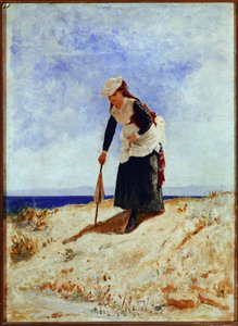Egy nő a homokon (olaj, vászon alkotó: Giuseppe or Joseph de Nittis