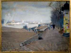 La Seine Párizsban. Giuseppe Nittis (1846-1884) festménye alkotó: Giuseppe or Joseph de Nittis