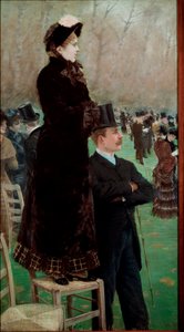 A versenyek a Bois de Boulogne-ban A nézők lóversenyeket néznek alkotó: Giuseppe or Joseph de Nittis