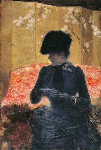 Nő a piros kanapén alkotó: Giuseppe or Joseph de Nittis