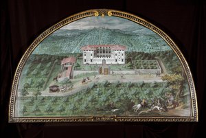 Kilátás a Villa La Peggióra Firenze közelében, Olaszországban (Tempera alkotó: Giusto Utens