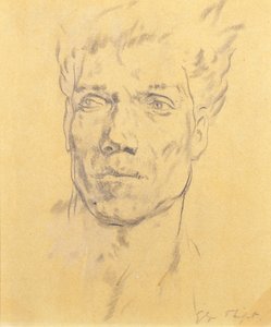 Férfifej, 1920 körül (szén, papír) alkotó: Glyn Warren Philpot