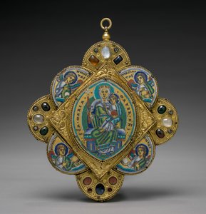 Medál a Szűzanyával és a gyermekkel, c. 1160-1170. alkotó: Godefroid de Huy