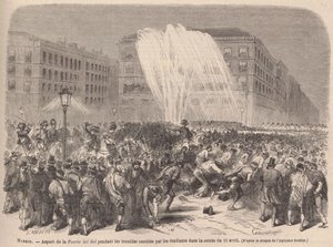 A Puerta del Sol egyik oldala az április 11-i diáklázadások idején.