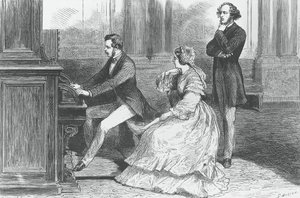 Albert szász herceg játszik Viktória királynő és Felix Mendelssohn Bartholdy (1809-1847) előtt, metszet