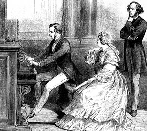 Viktória királynő figyeli, ahogy Albert herceg orgonál Felix Mendelssohnnak